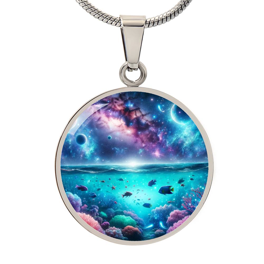 The Cosmic Coral Reef Circle Pendant Necklace