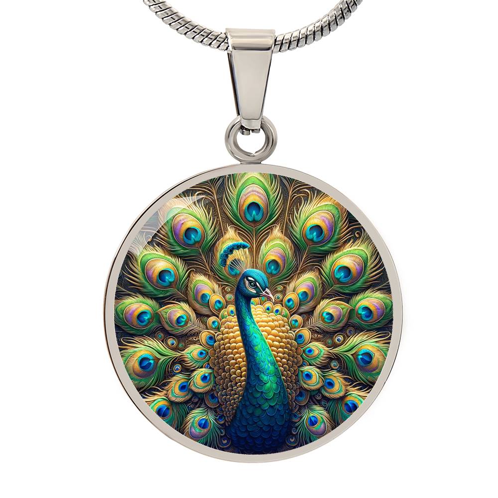 The Regal Peacock Circle Pendant Necklace