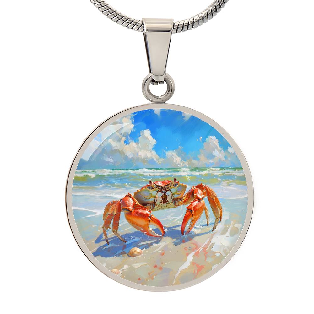 The Coastal Crab Circle Pendant Necklace