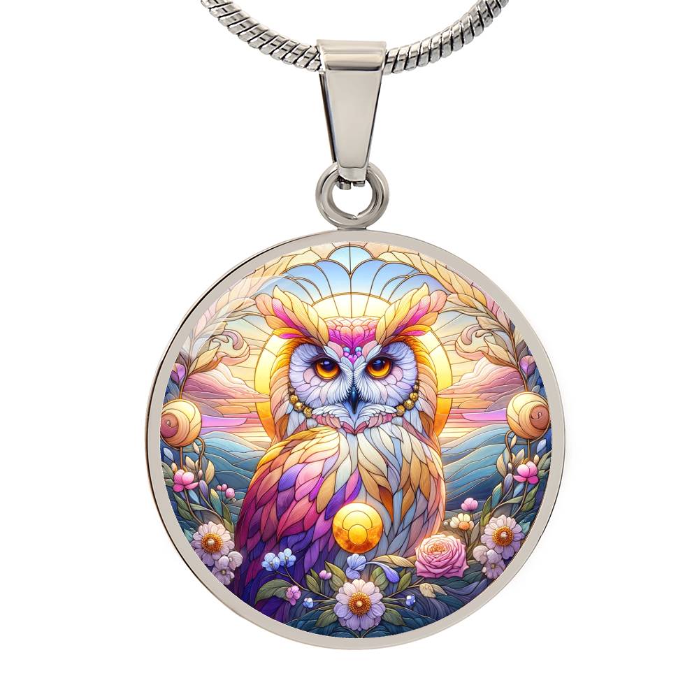 The Dawn Owl Circle Pendant Necklace