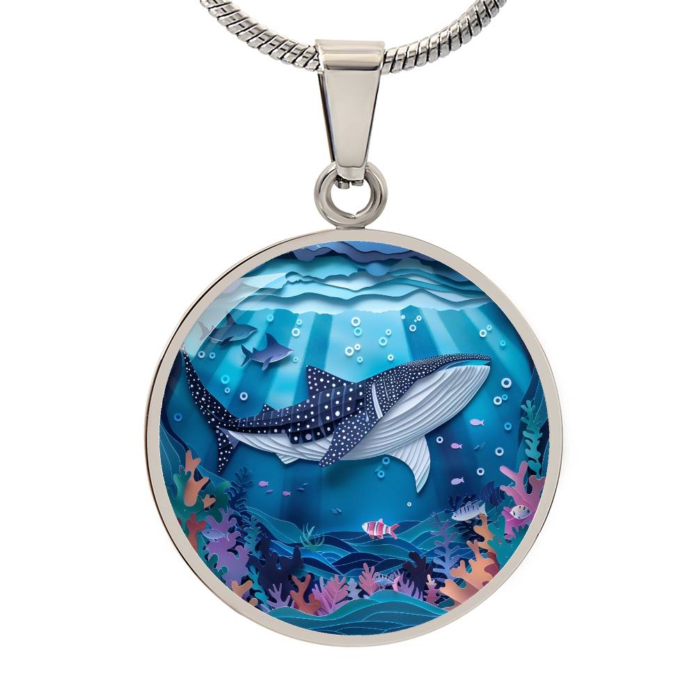 The Gliding Whale Shark Circle Pendant Necklace