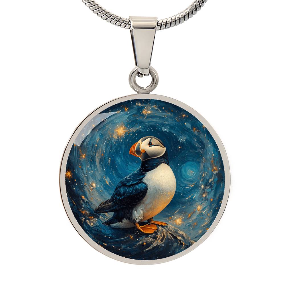 The Spirit Puffin Circle Pendant Necklace