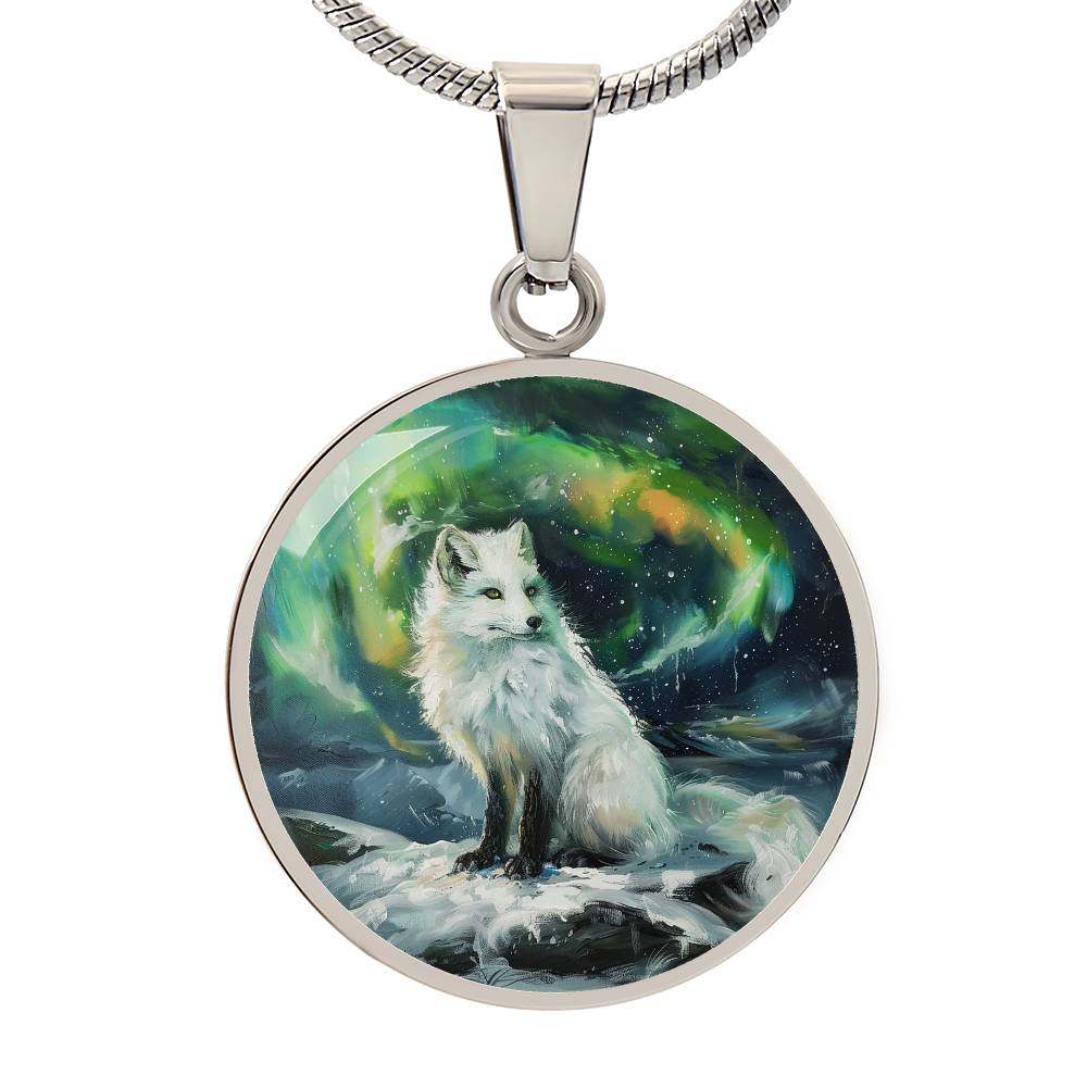 The Arctic Fox Circle Pendant Necklace