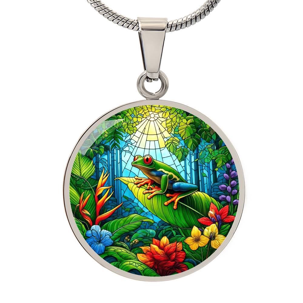 The Tropical Frog Circle Pendant Necklace