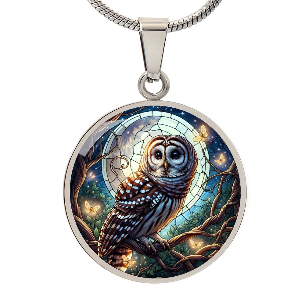 The Mystic Owl Circle Pendant Necklace