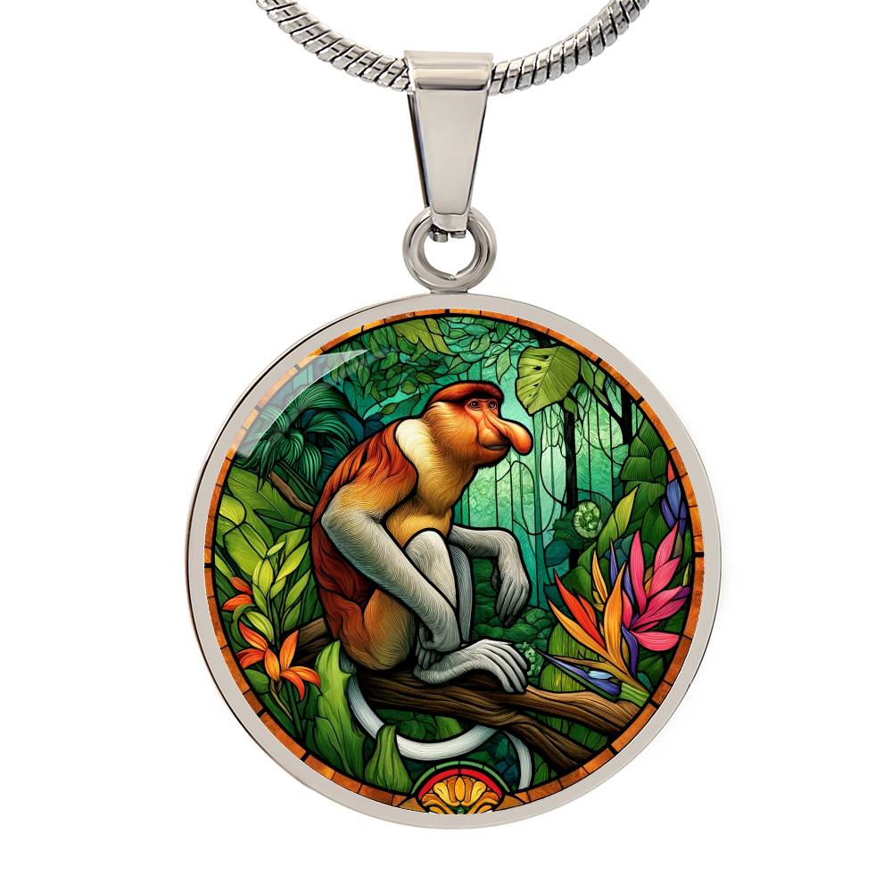 The Proboscis Monkey Circle Pendant Necklace