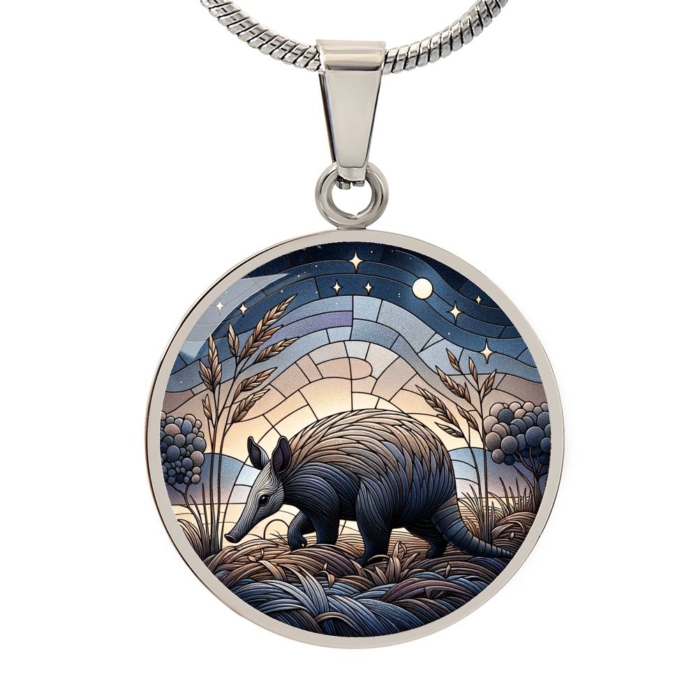 The Nocturnal Aardvark Circle Pendant Necklace