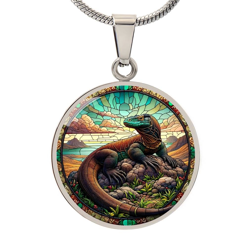 The Komodo Dragon Circle Pendant Necklace