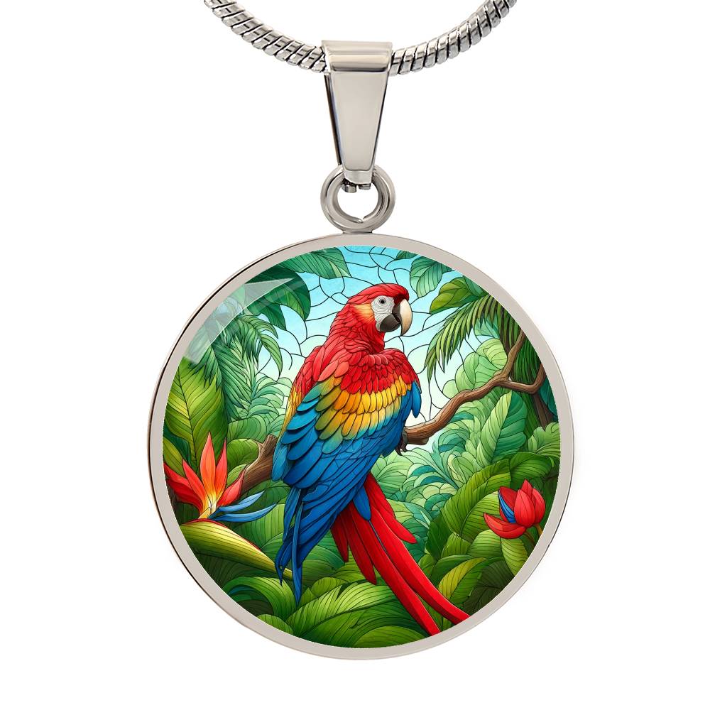 The Majestic Macaw Circle Pendant Necklace