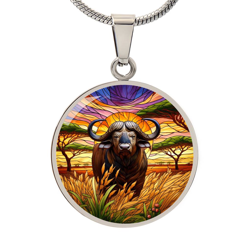 The African Buffalo Circle Pendant Necklace