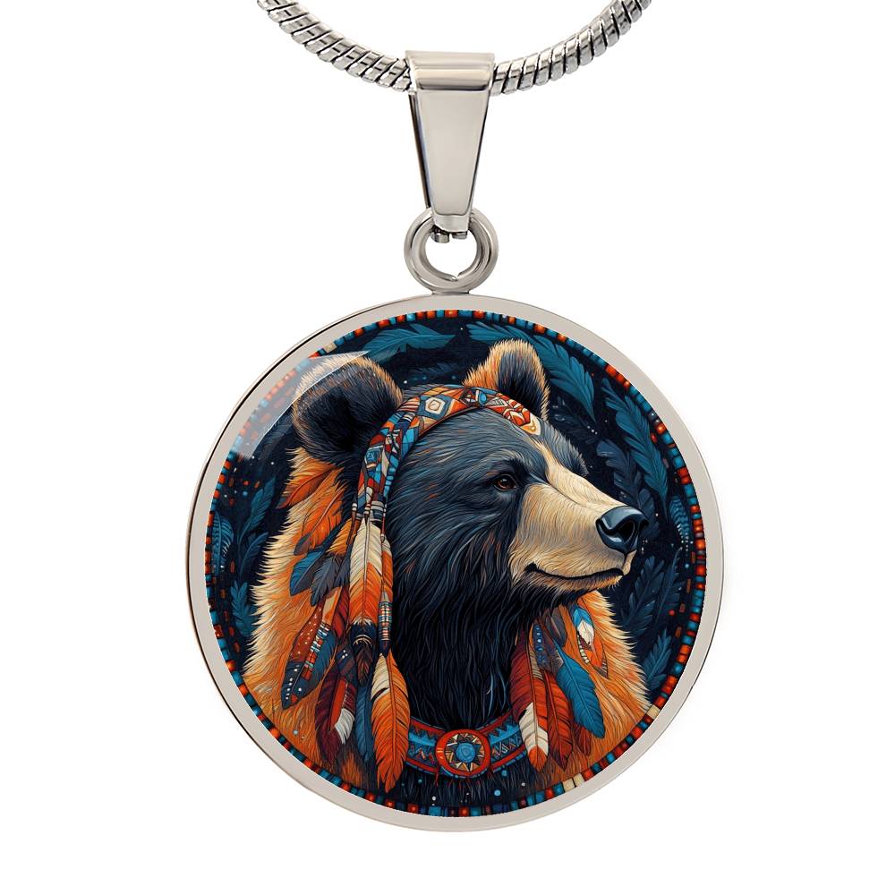 The Chief Bear Circle Pendant Necklace