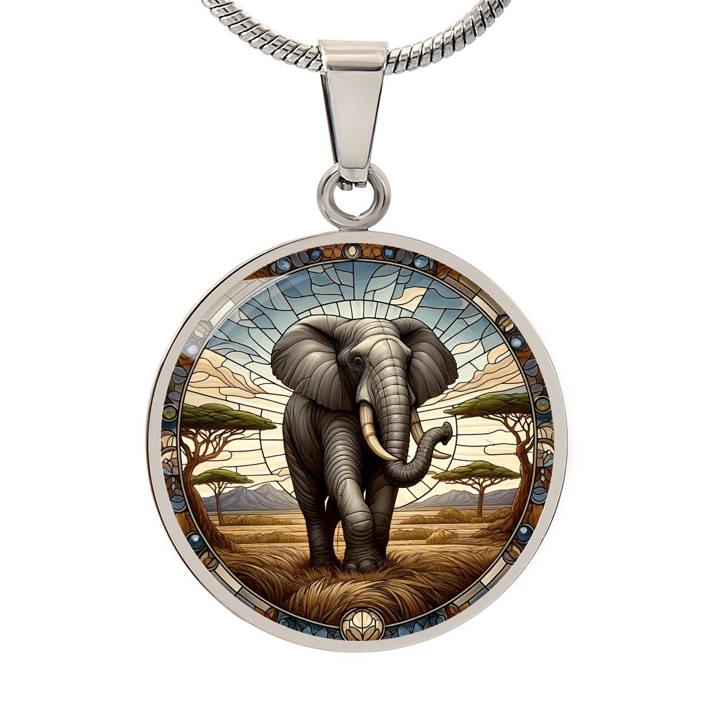 The Majestic Elephant Circle Pendant Necklace