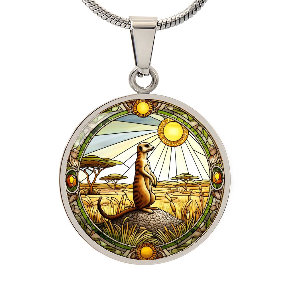 The Savannah Meerkat Circle Pendant Necklace