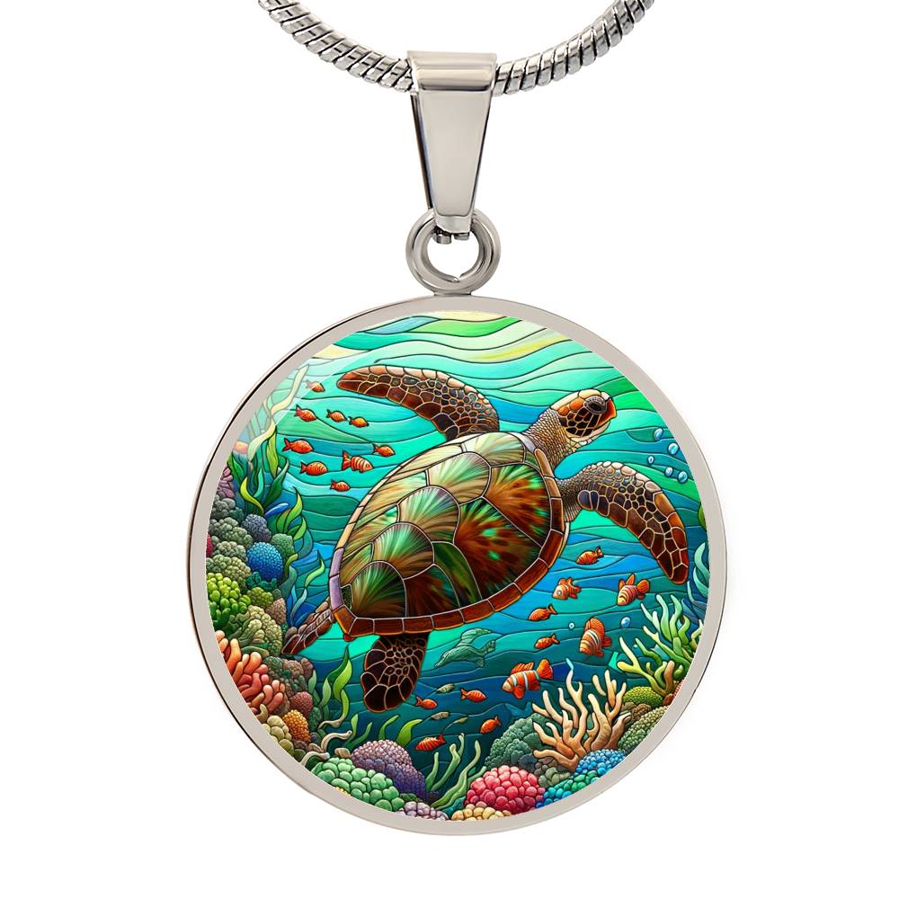 The Sea Turtle Reef Circle Pendant Necklace