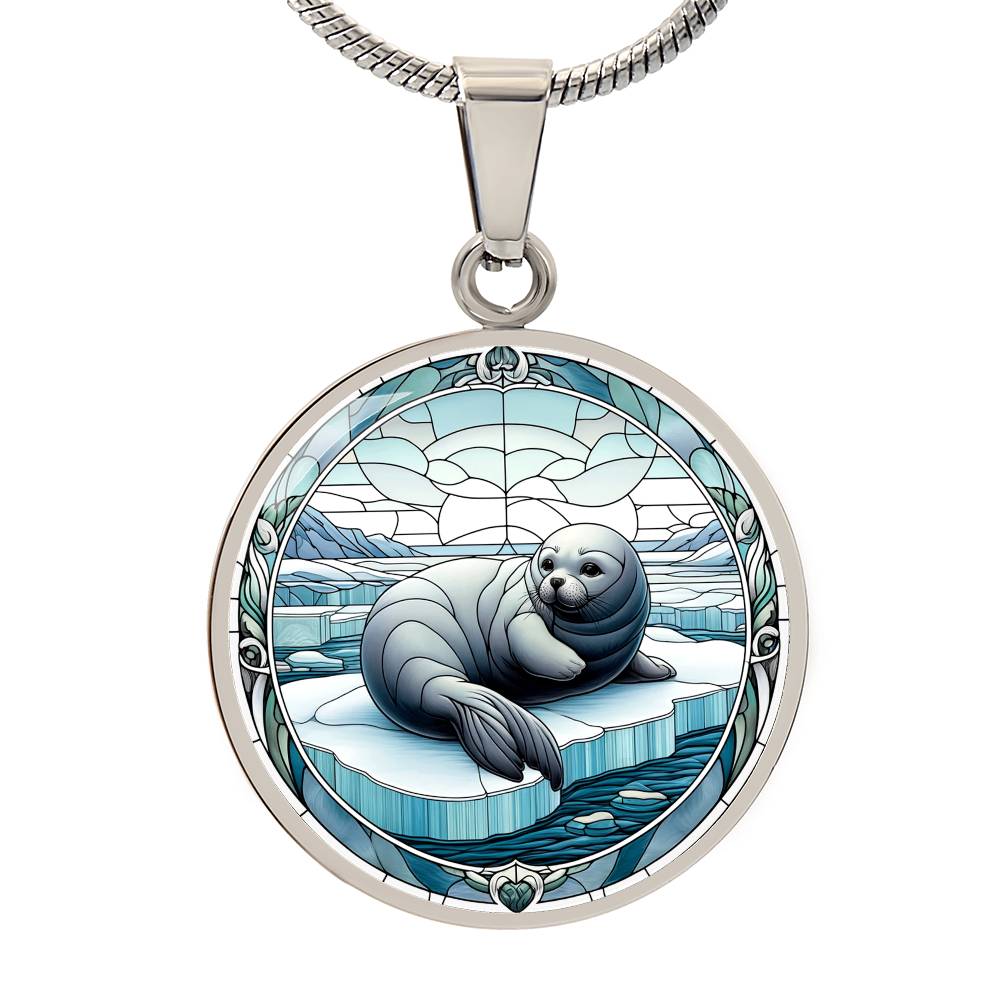 The Iceberg Seal Circle Pendant Necklace