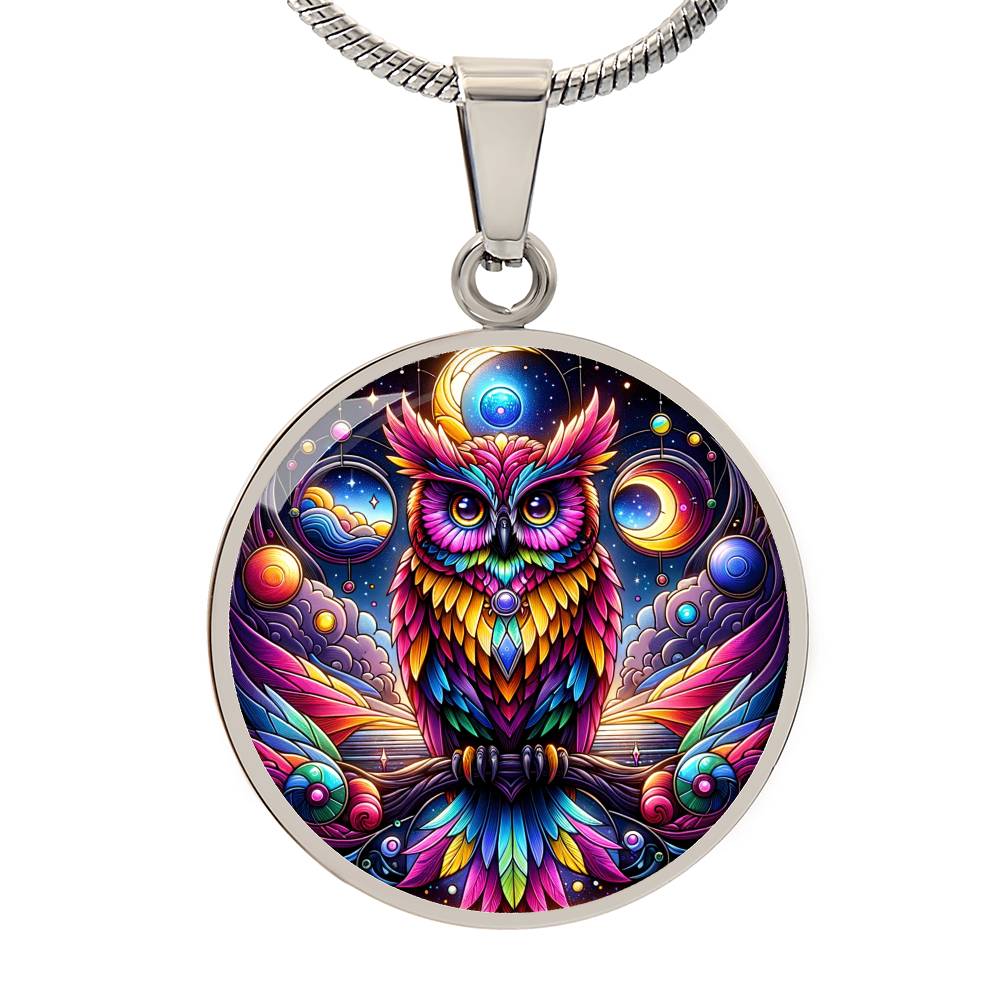 The Colors Owl Circle Pendant Necklace