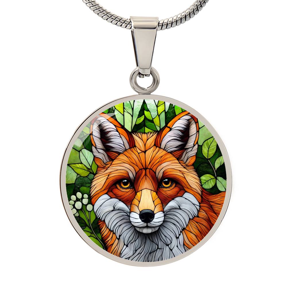 The Fox Face Circle Pendant Necklace