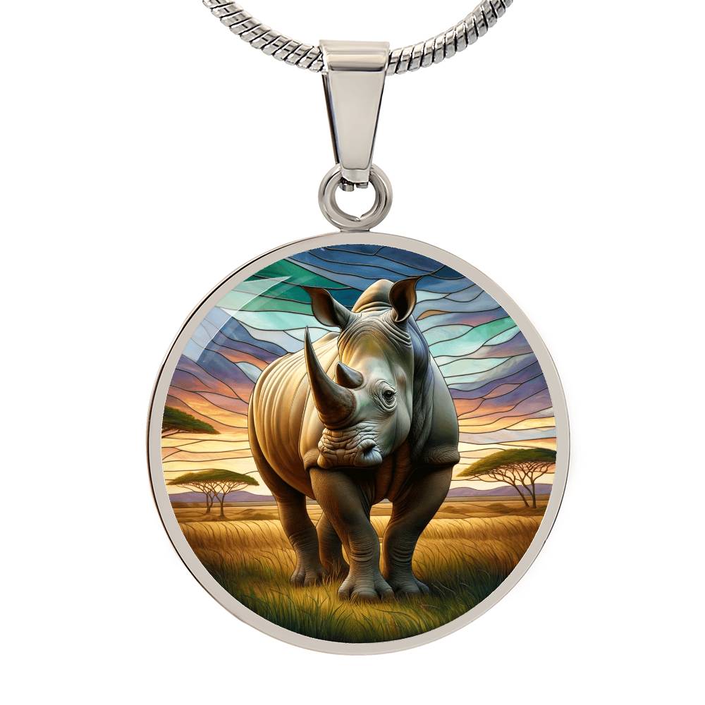 The Majestic Rhinoceros Circle Pendant Necklace