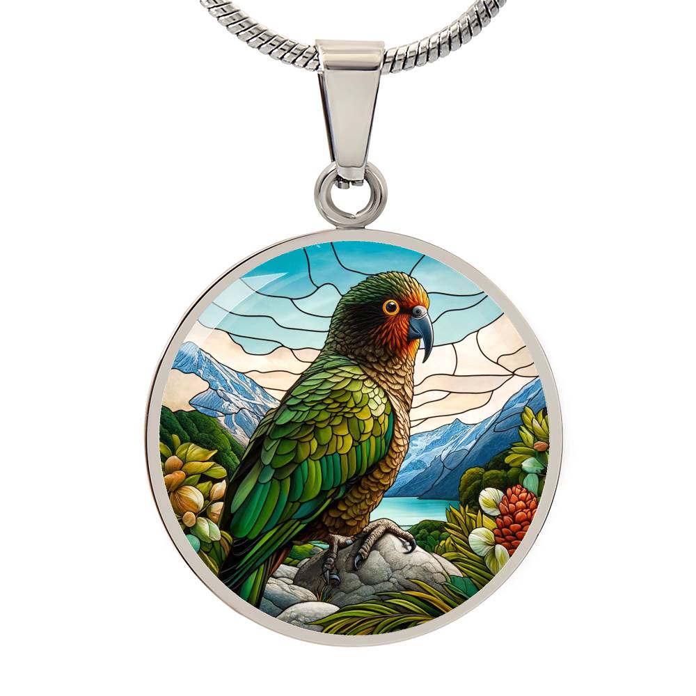 The Kea Parrot Circle Pendant Necklace