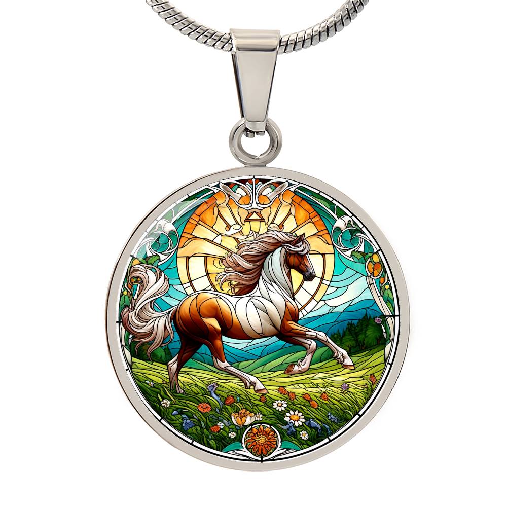 The Radiant Horse Circle Pendant Necklace