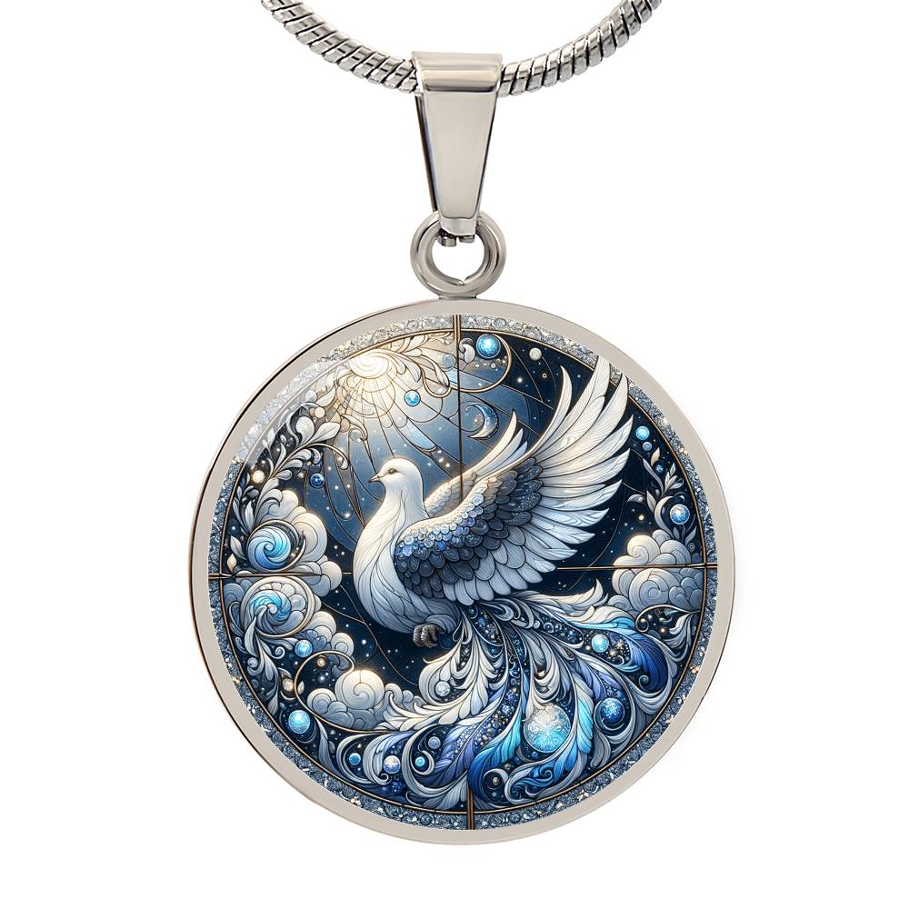 The Celestial Dove Circle Pendant Necklace