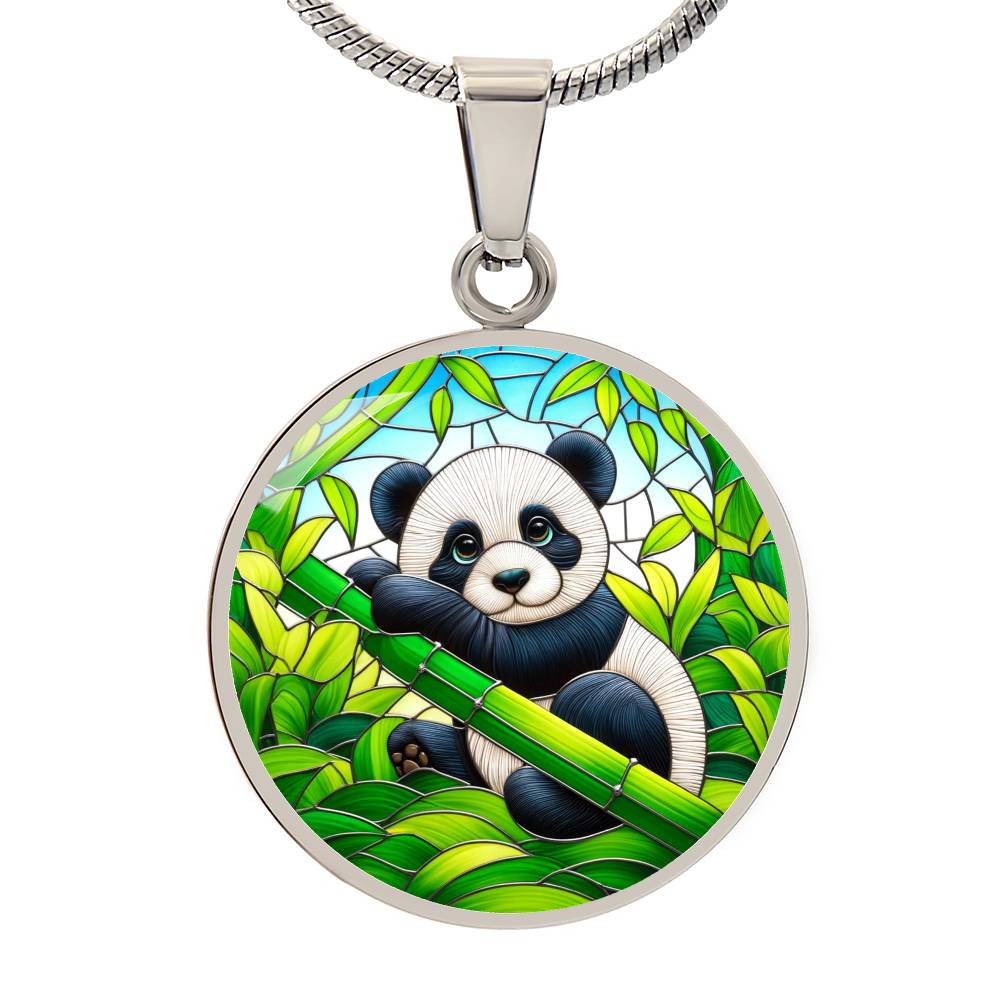 The Baby Panda Circle Pendant Necklace