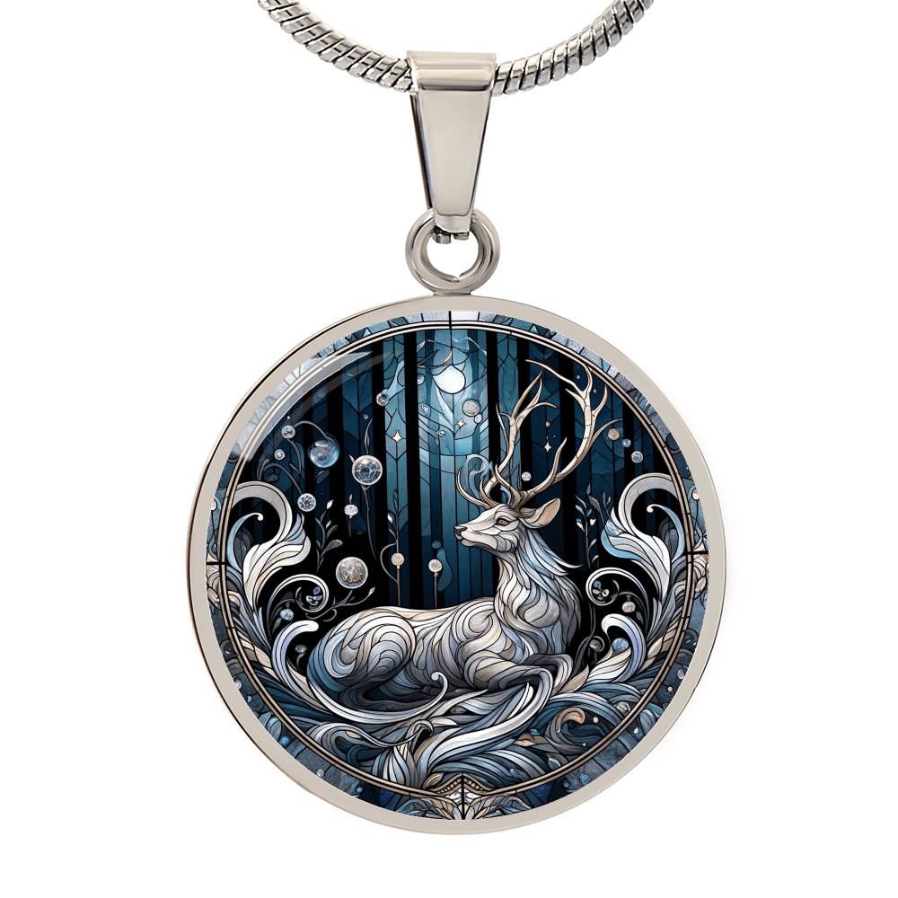 The Celestial Deer Circle Pendant Necklace