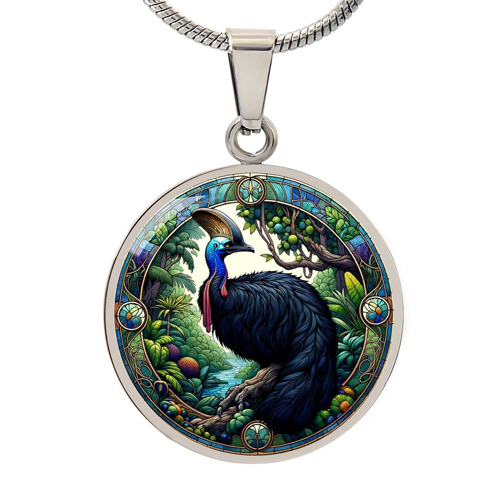 The Cassowary Bird Circle Pendant Necklace