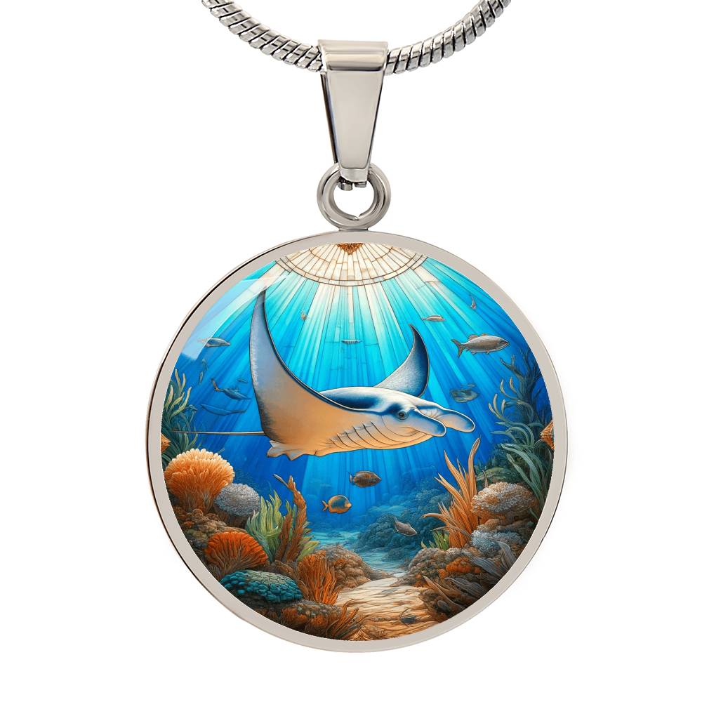 The Manta Ray Circle Pendant Necklace