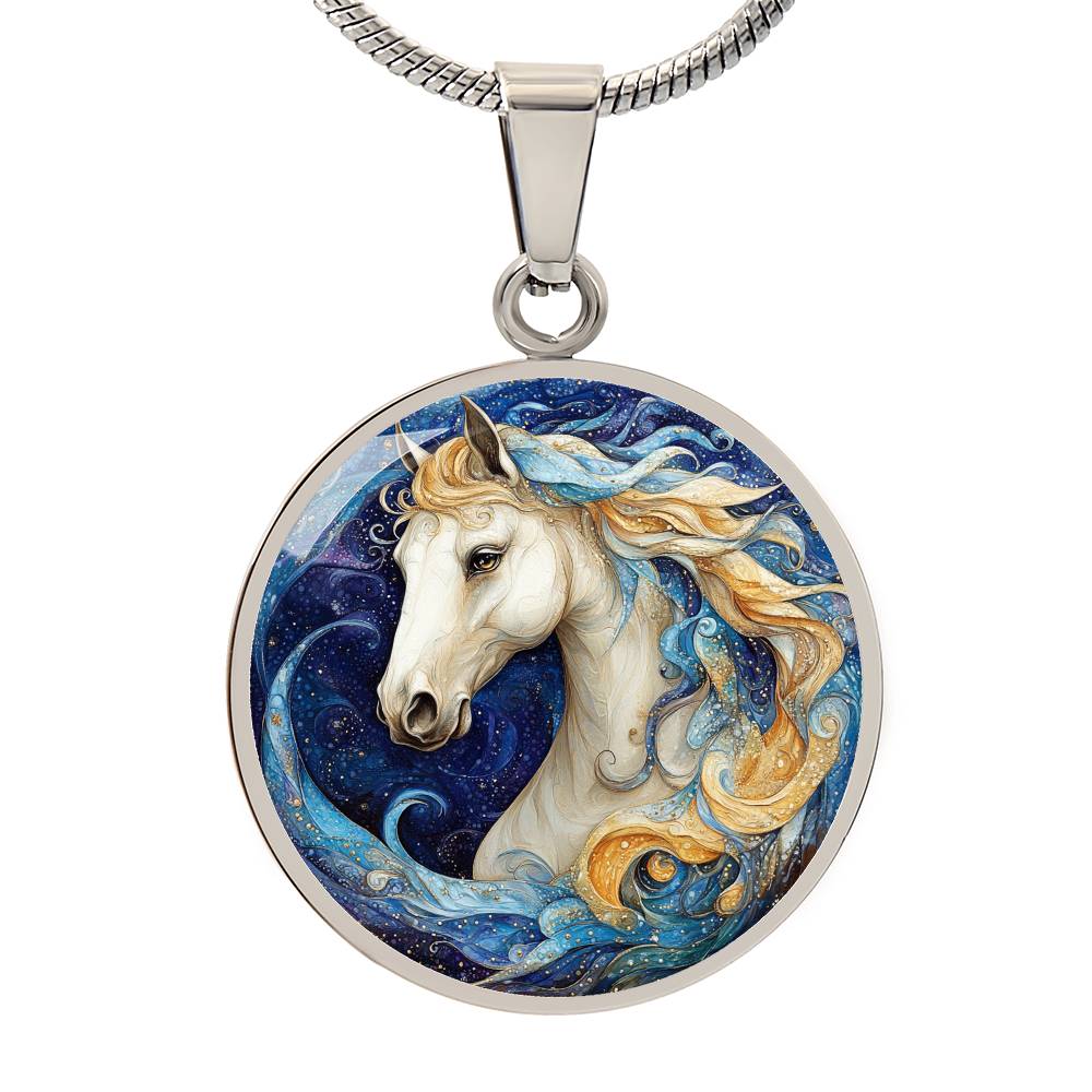 The Mystic Horse Circle Pendant Necklace