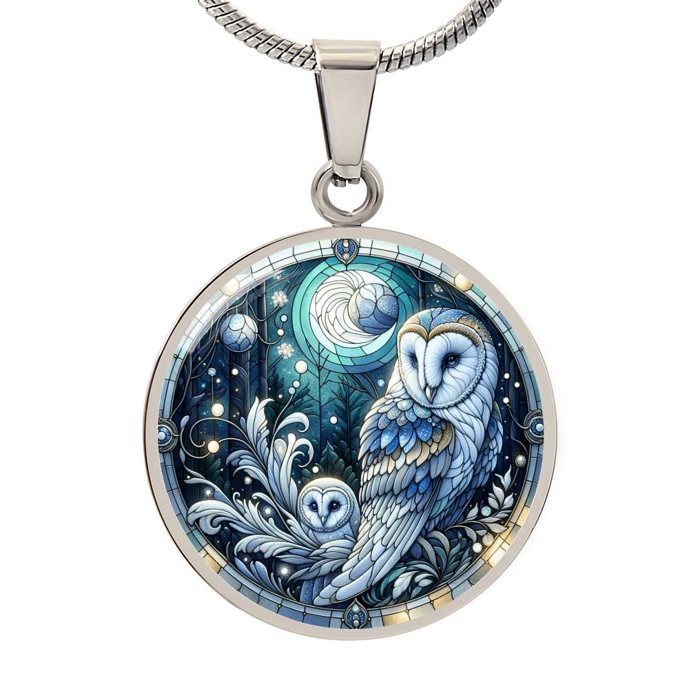 The Nocturnal Owl Circle Pendant Necklace