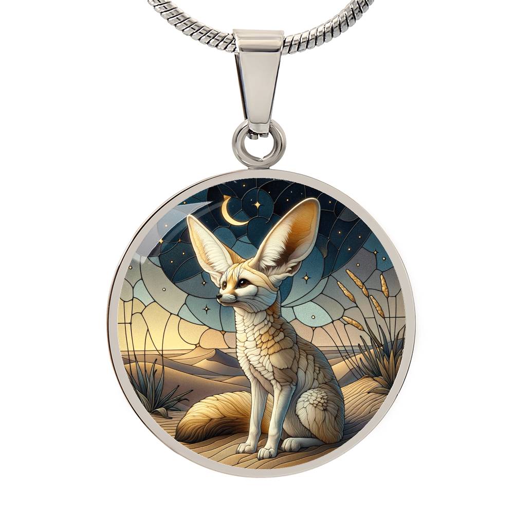 The Fennec Fox Circle Pendant Necklace