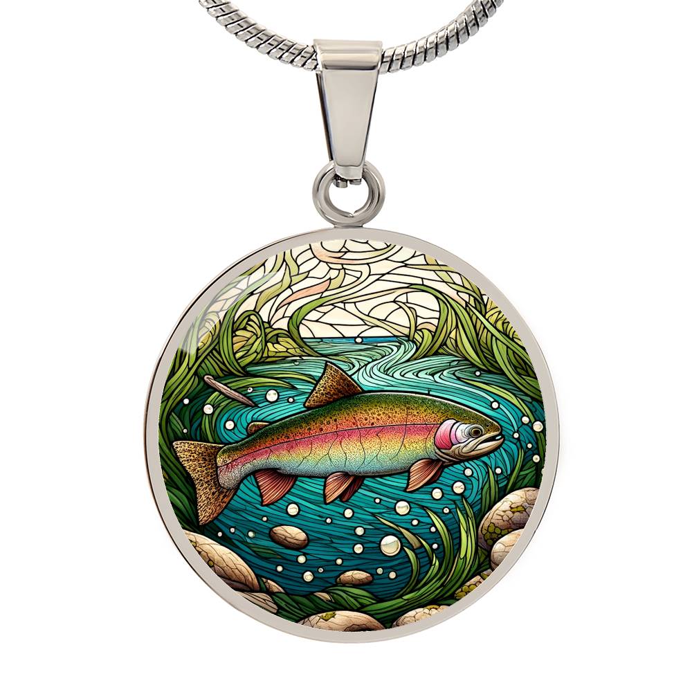 The Rainbow Trout Circle Pendant Necklace