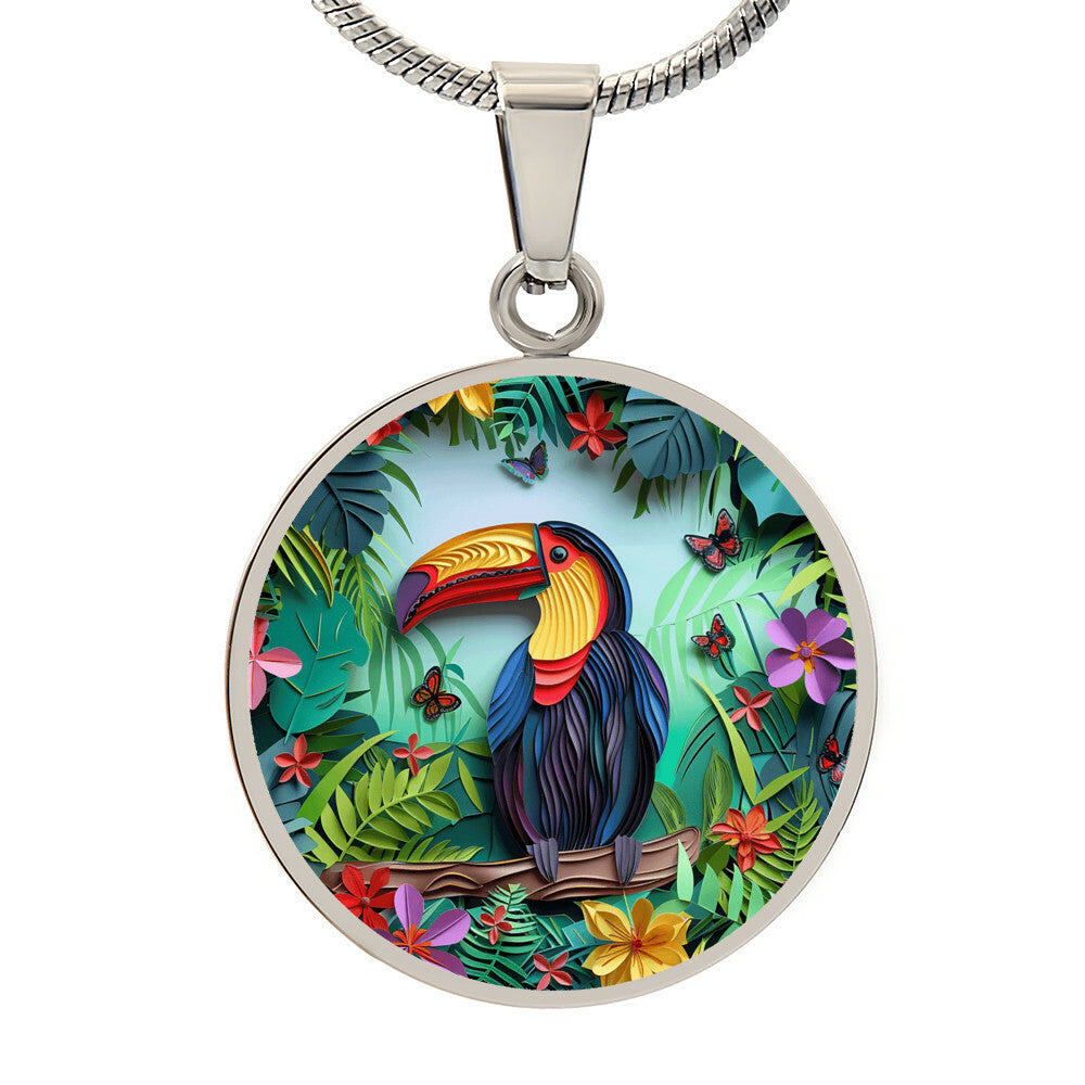 The Tropical Toucan Circle Pendant Necklace