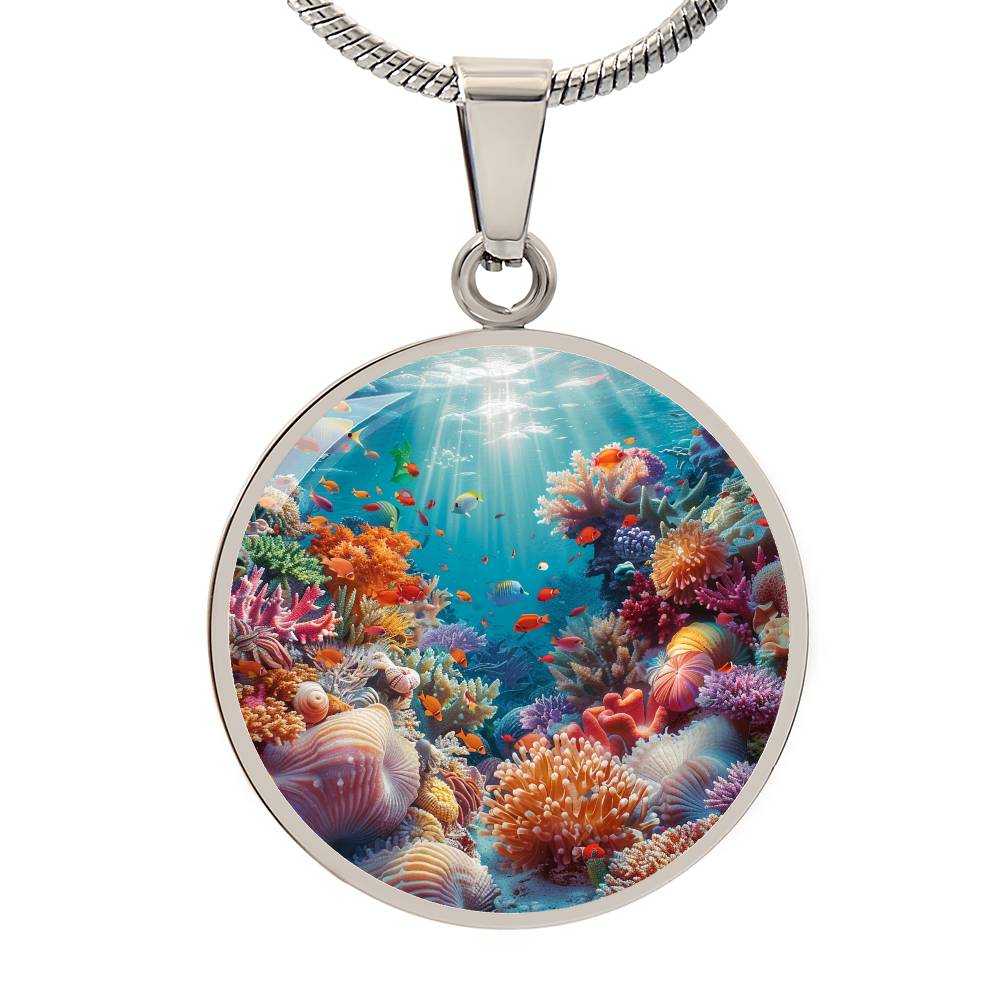 The Colorful Reef Circle Pendant Necklace