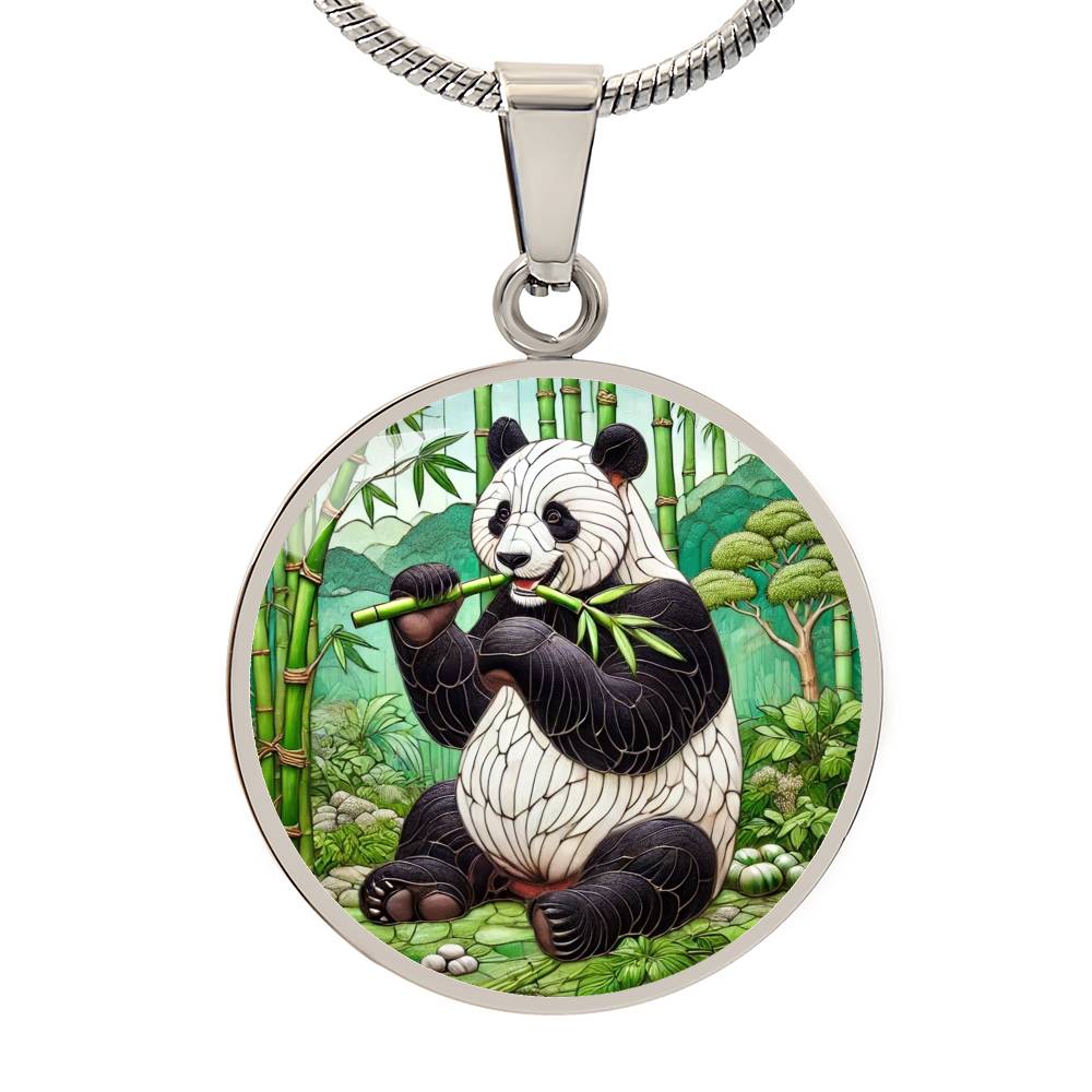 The Bamboo Panda Circle Pendant Necklace