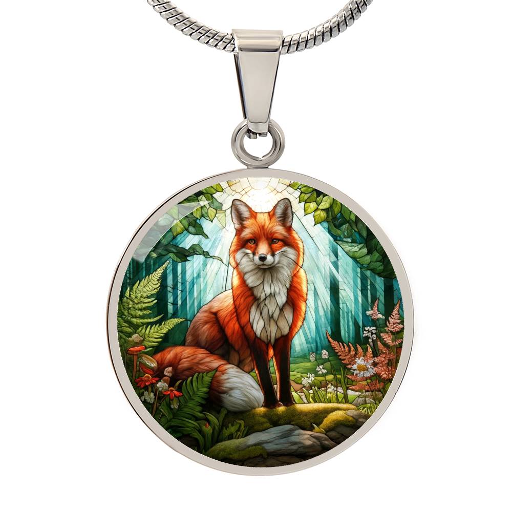 The Red Fox Circle Pendant Necklace