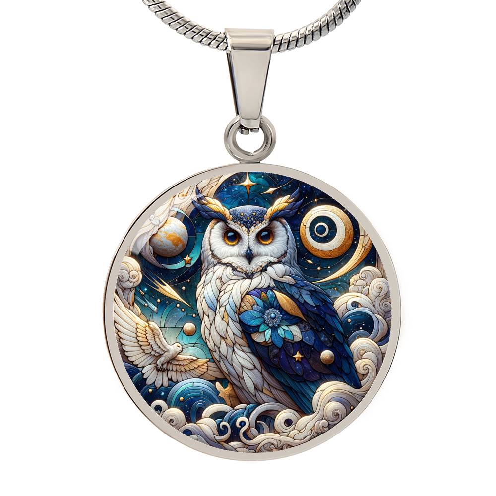 The Celestial Owl Circle Pendant Necklace