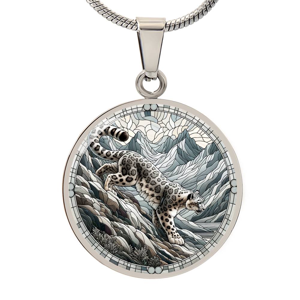 The Snow Leopard Circle Pendant Necklace