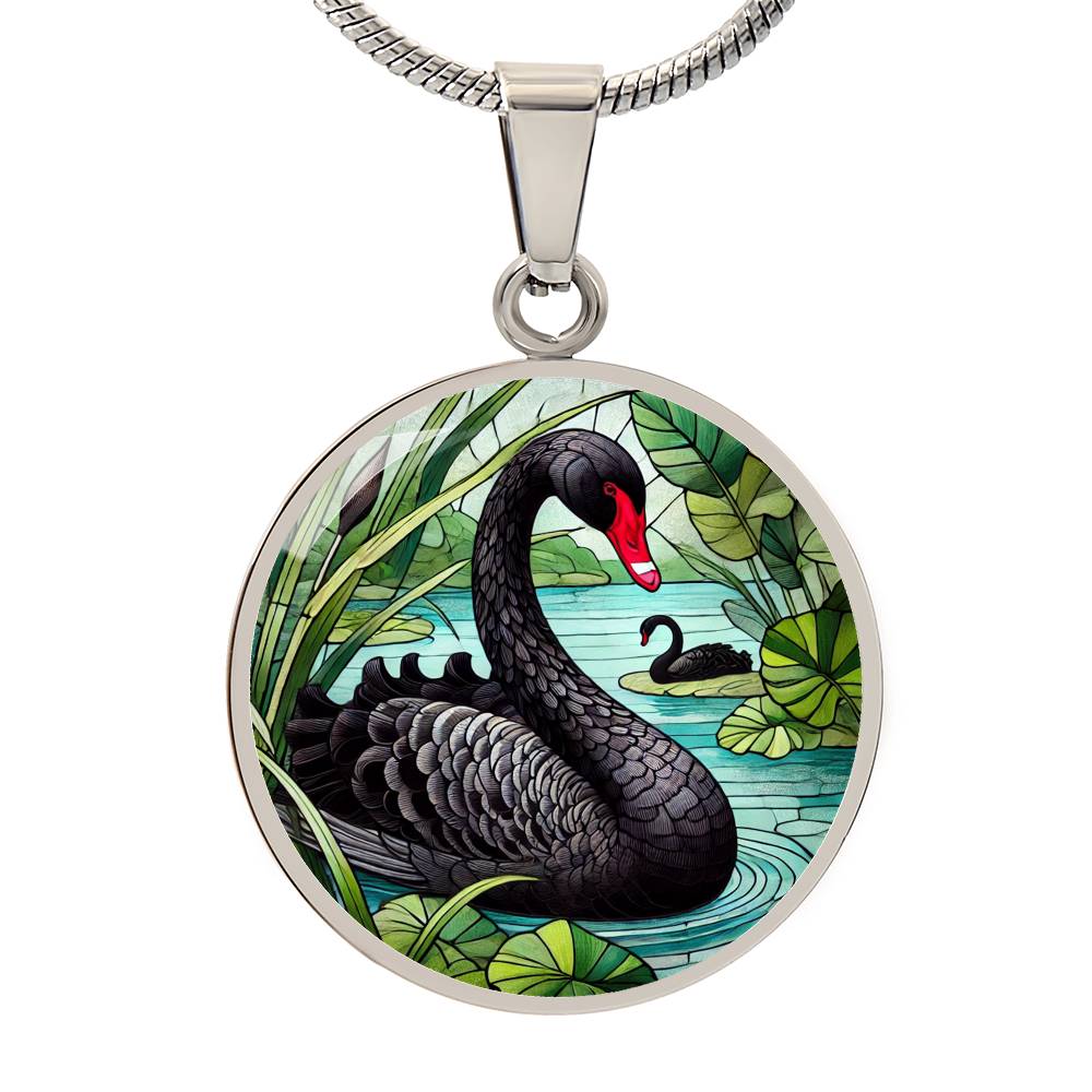 The Black Swan Circle Pendant Necklace