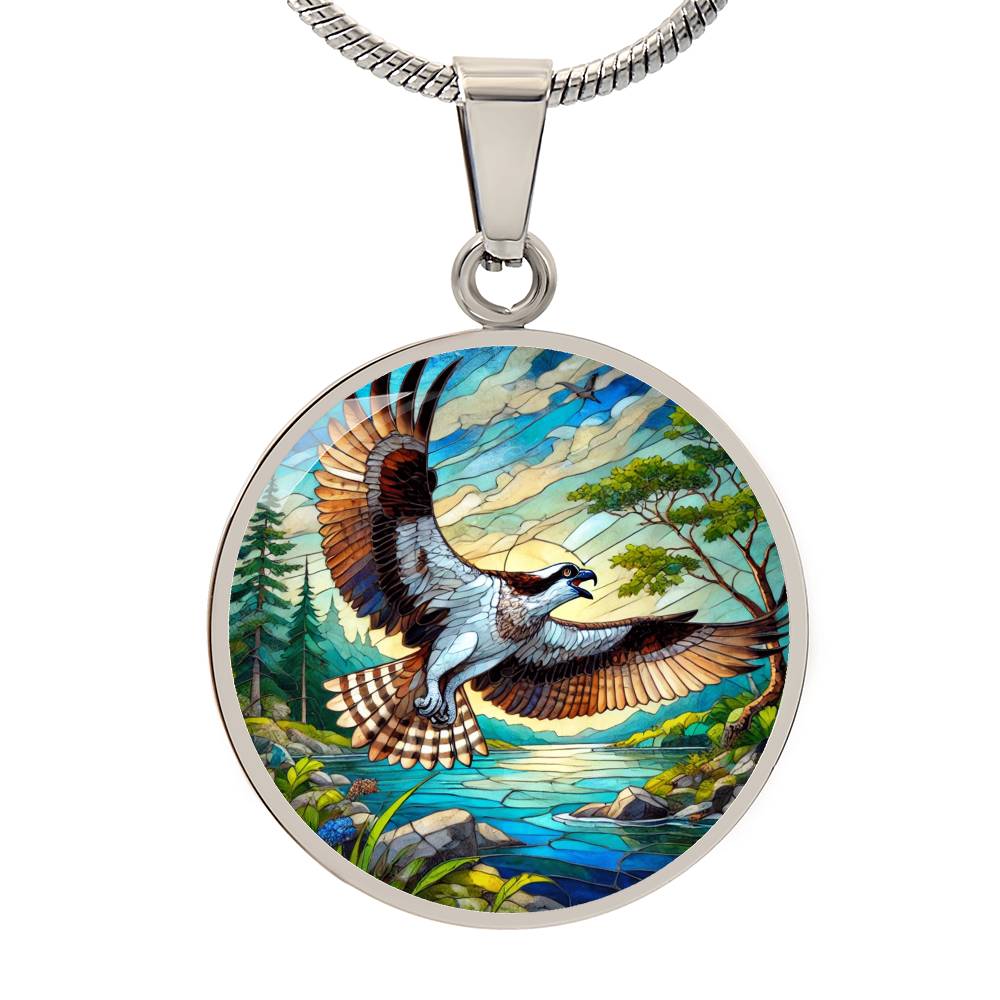 The Osprey Bird Circle Pendant Necklace