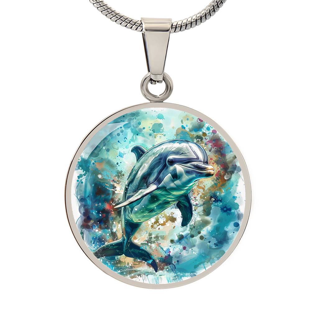 The Oceanic Bliss Dolphin Circle Pendant Necklace