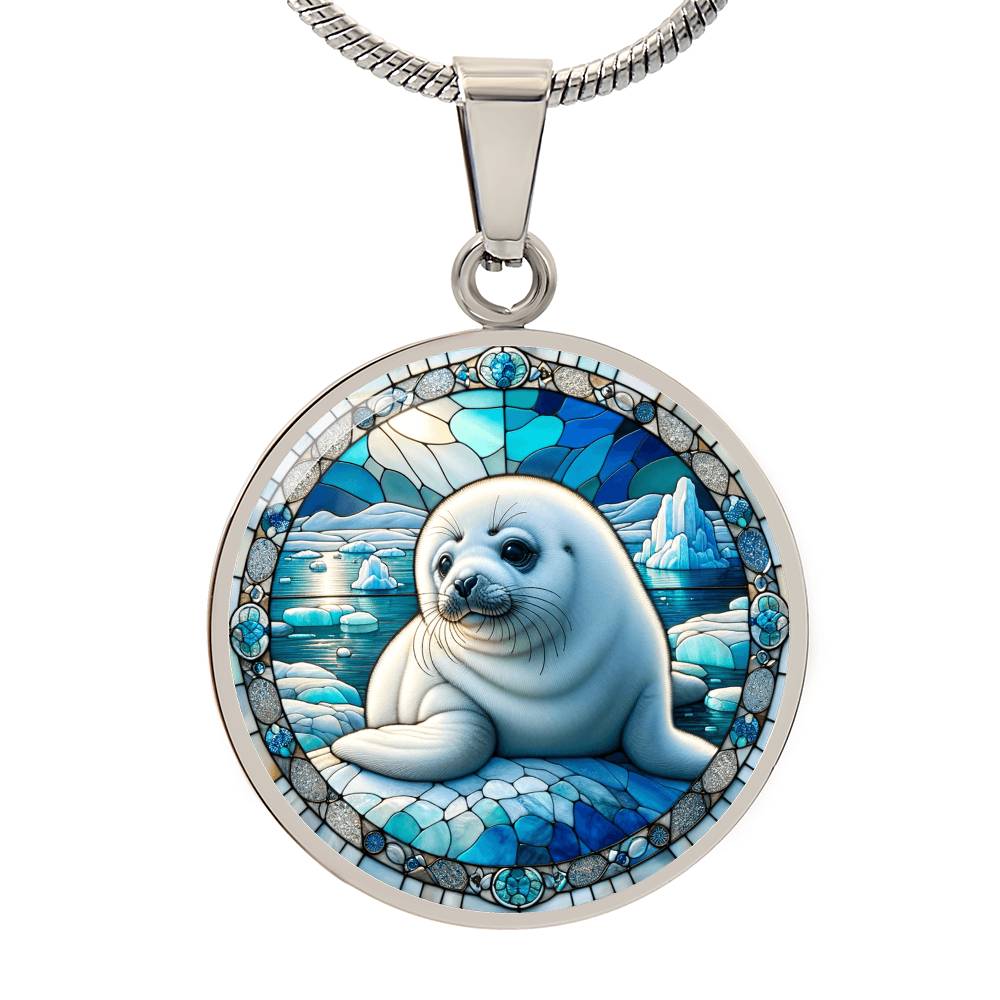 The Harp Seal Pup Circle Pendant Necklace