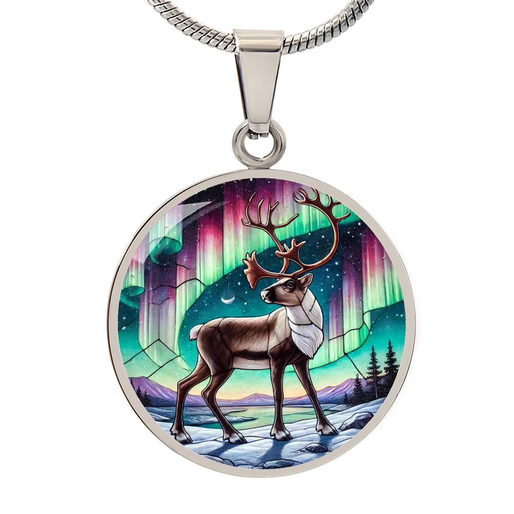 The Northern Lights Caribou Circle Pendant Necklace