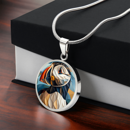 The Art Puffin Circle Pendant Necklace