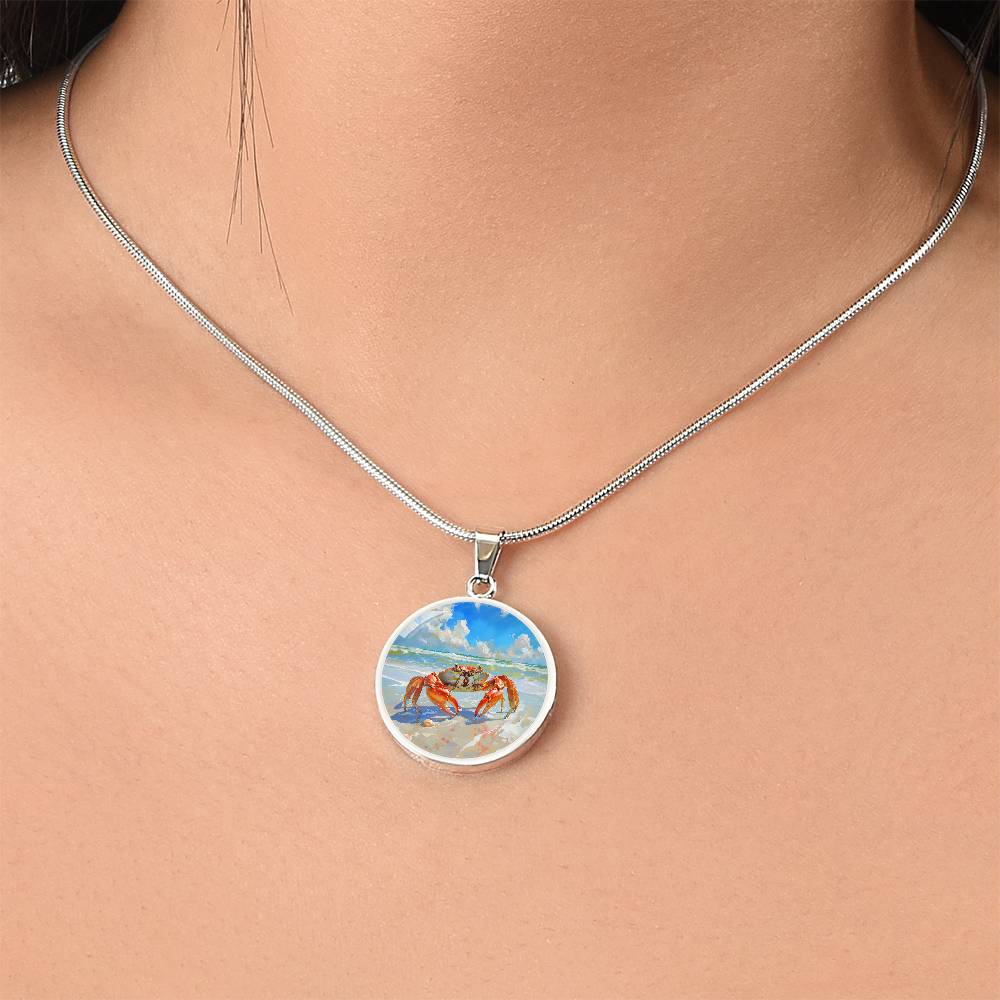 The Coastal Crab Circle Pendant Necklace