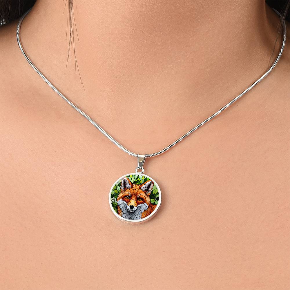 The Fox Face Circle Pendant Necklace