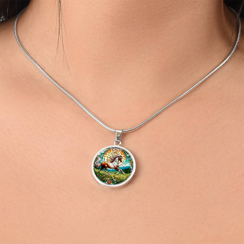 The Radiant Horse Circle Pendant Necklace