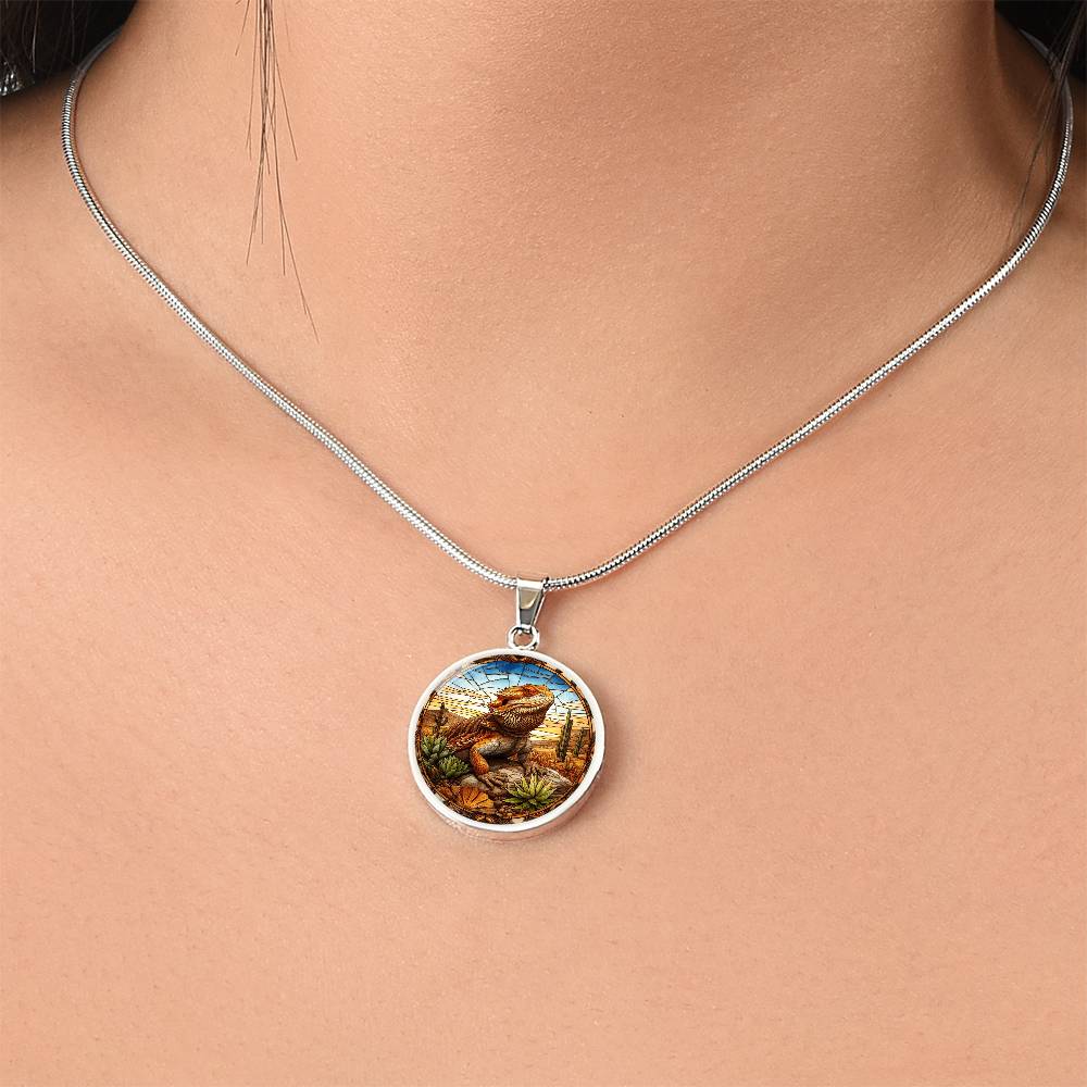 The Bearded Dragon Circle Pendant Necklace