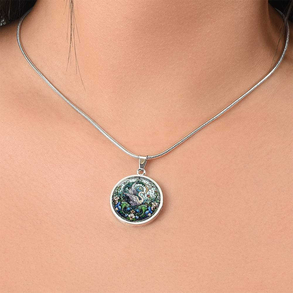 The Garden Swan Circle Pendant Necklace